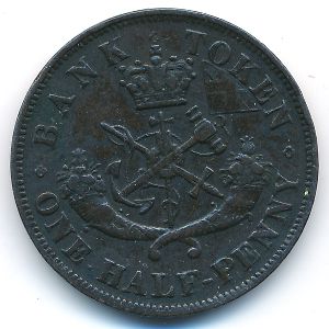 Canada, 1/2 пенни, 1854