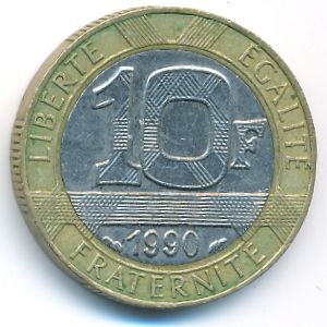 Франция, 10 франков (1990 г.)