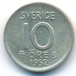 Sweden, 10 ore, 1952