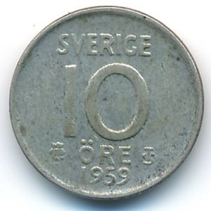 Sweden, 10 ore, 1959