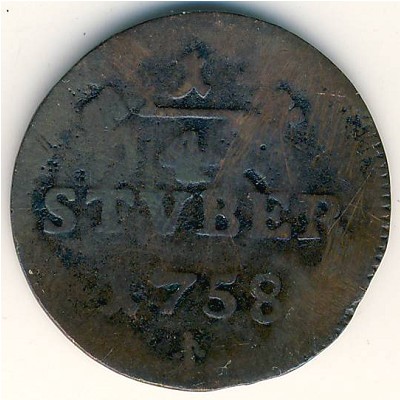 Sayn-Altenkirchen, 1/4 stuber, 1757–1758 Sayn-Altenkirchen, 1/4 stuber, 1757–1758