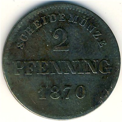 Бавария, 2 пфеннинга (1870 г.)