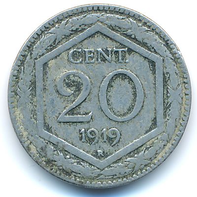 Италия, 20 чентезимо (1919 г.)