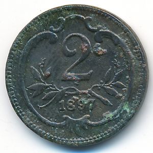 Австрия, 2 геллера (1897 г.)