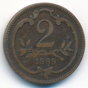 Австрия, 2 геллера (1899 г.)