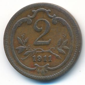 Австрия, 2 геллера (1911 г.)