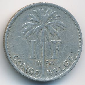 Бельгийское Конго, 1 франк (1926 г.)