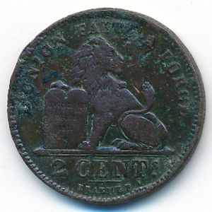 Belgium, 2 centimes, 1902
