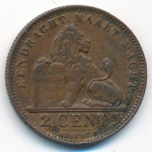 Belgium, 2 centimes, 1911
