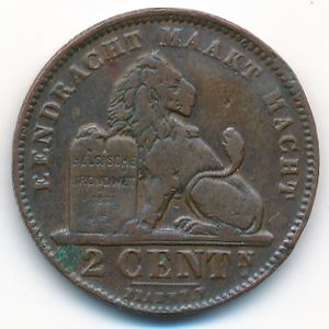 Belgium, 2 centimes, 1911