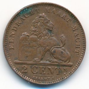 Belgium, 2 centimes, 1919