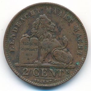 Belgium, 2 centimes, 1919