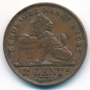 Belgium, 2 centimes, 1919