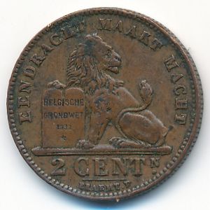 Belgium, 2 centimes, 1919
