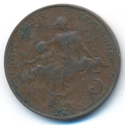 France, 5 centimes, 1914