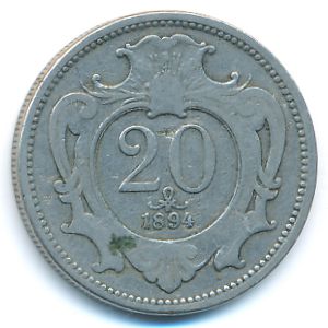 Австрия, 20 геллеров (1894 г.)