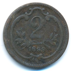 Австрия, 2 геллера (1899 г.)