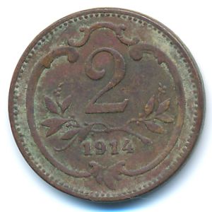 Австрия, 2 геллера (1914 г.)