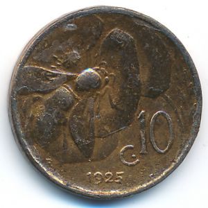 Италия, 10 чентезимо (1925 г.)