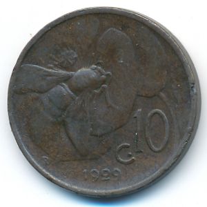 Италия, 10 чентезимо (1929 г.)