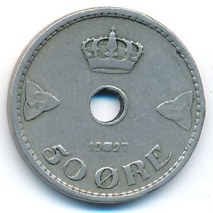 Норвегия, 50 эре (1927 г.)