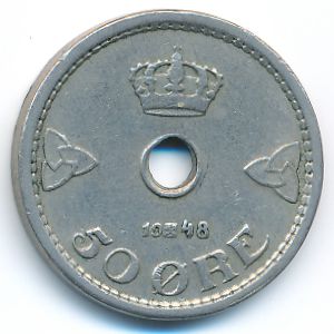 Норвегия, 50 эре (1948 г.)