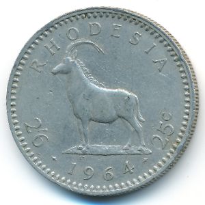 Rhodesia, 2 1/2 shillings-25 cents, 1964