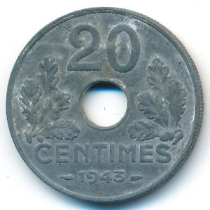 Франция, 20 сентим (1943 г.)