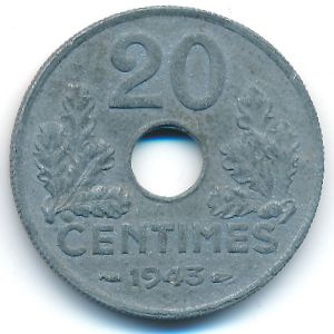 Франция, 20 сентим (1943 г.)