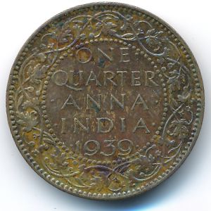 Британская Индия, 1/4 анны (1939 г.)