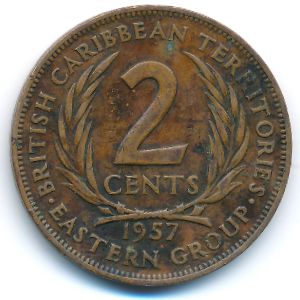Восточные Карибы, 2 цента (1957 г.)