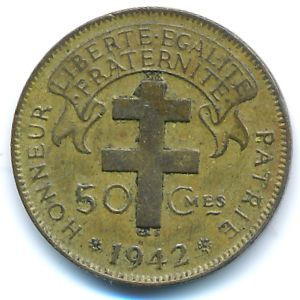 French Equatorial Africa, 50 centimes, 1942