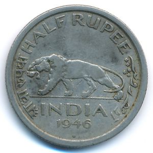 British West Indies, 1/2 rupee, 1946