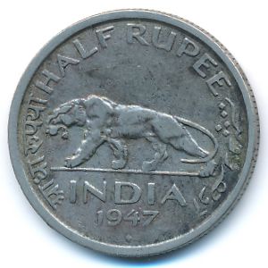 Британская Индия, 1/2 рупии (1947 г.)