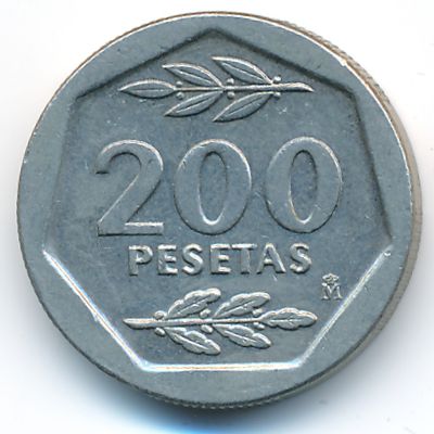 Spain, 200 pesetas, 1986