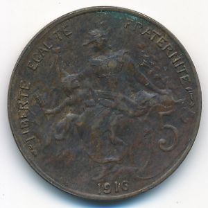 Франция, 5 сентим (1916 г.)