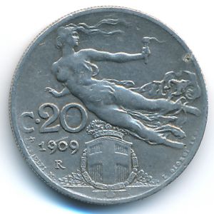 Италия, 20 чентезимо (1909 г.)
