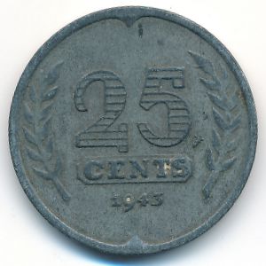 Нидерланды, 25 центов (1943 г.)
