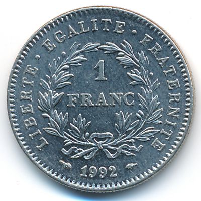 France, 1 franc, 1992