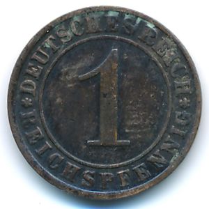 Веймарская республика, 1 рейхспфенниг (1924 г.)