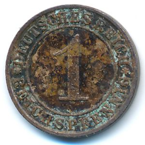 Веймарская республика, 1 рейхспфенниг (1929 г.)