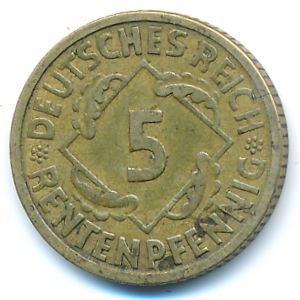 Веймарская республика, 5 рентенпфеннигов (1924 г.)
