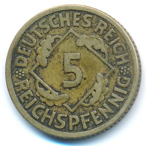 Веймарская республика, 5 рейхспфеннигов (1926 г.)