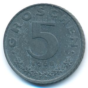 Austria, 5 groschen, 1968