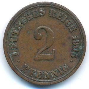 Германия, 2 пфеннига (1905 г.)