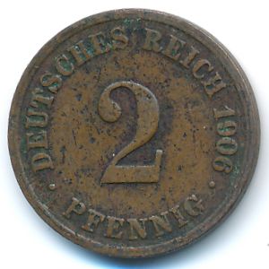 Германия, 2 пфеннига (1906 г.)