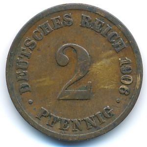 Германия, 2 пфеннига (1906 г.)