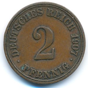Германия, 2 пфеннига (1907 г.)