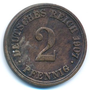 Германия, 2 пфеннига (1907 г.)