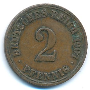 Германия, 2 пфеннига (1907 г.)